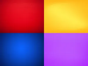 Bold paint color palette with red yellow blue and purple