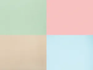 Pastel paint color palette with mint pink tan and blue